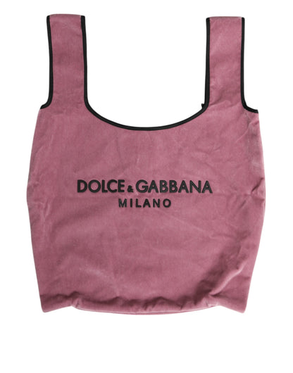 Pink Cotton Velvet DG MILANO Shoulder Shopping Borse Bag