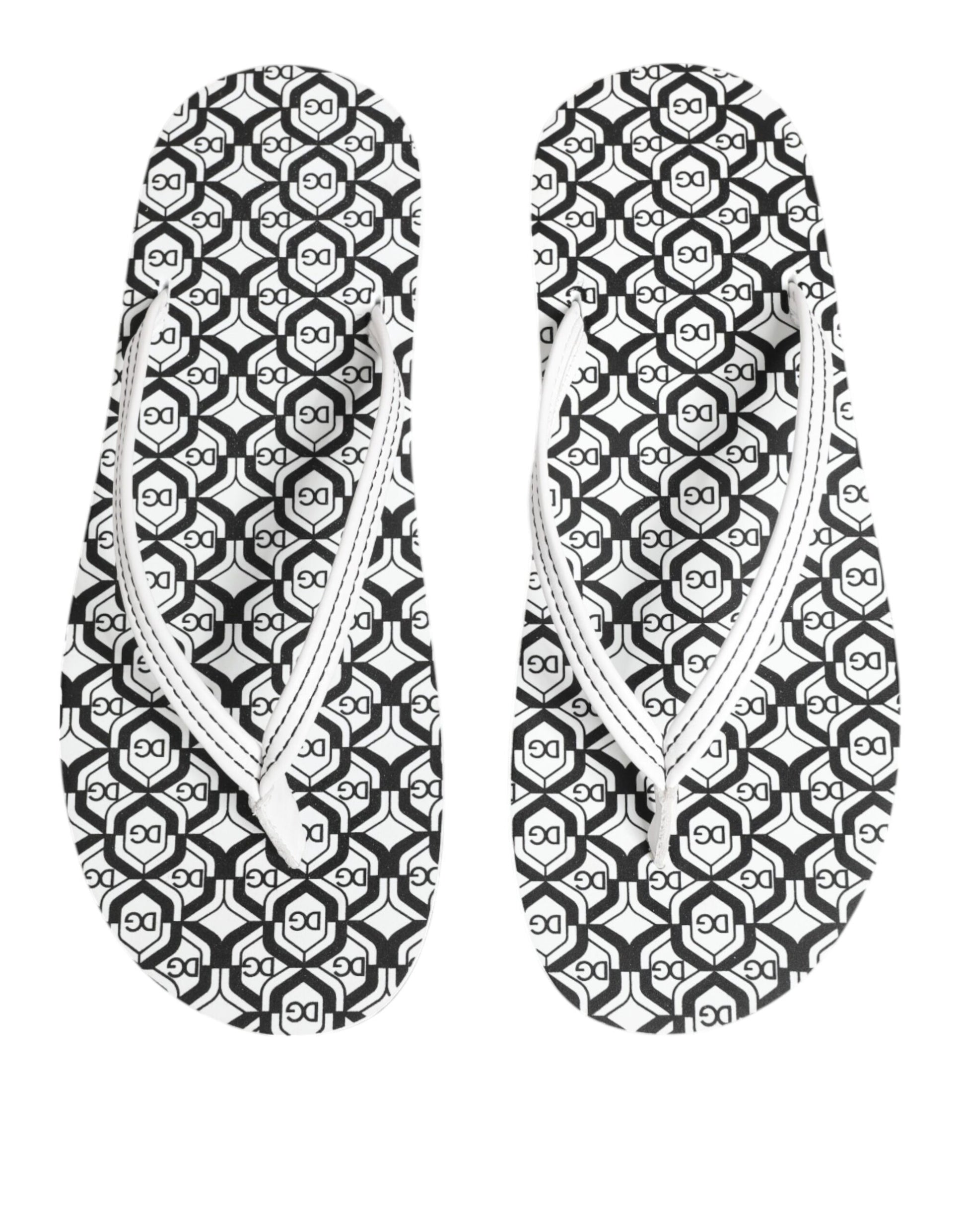 Black White Logo Beachwear Flats Slipper Shoes