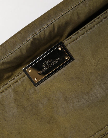 Dark Green Nylon Logo Plaque Shoulder Strap Borse Bag