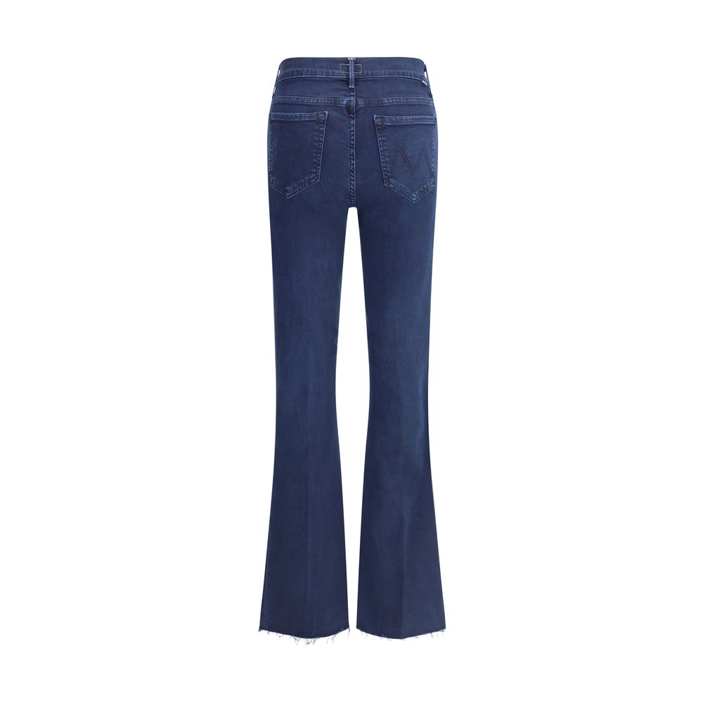 Blue Cotton Cropped Jeans