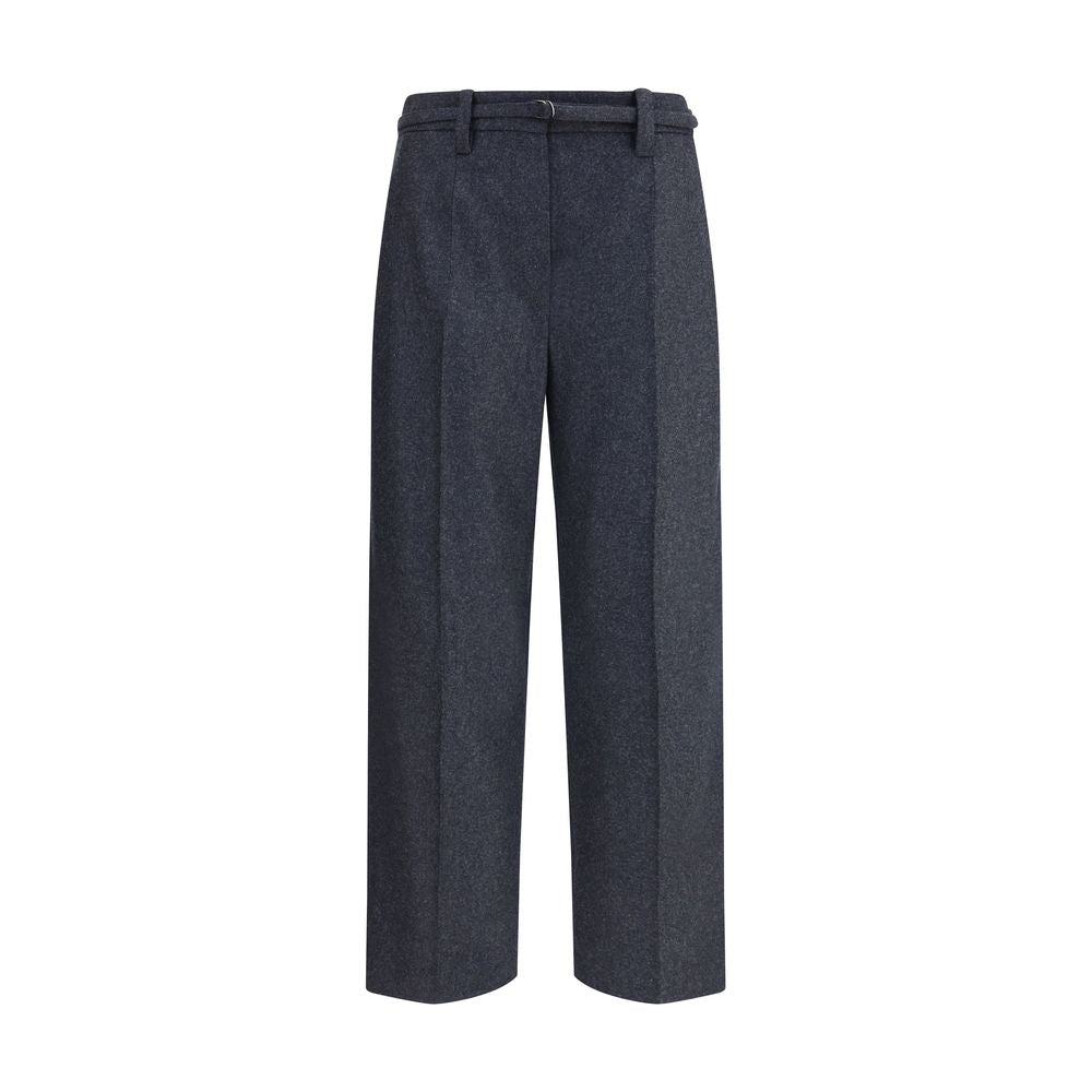 Gray Fleece Wool Casual Pants