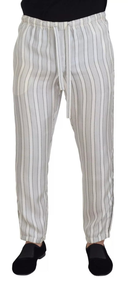 White Stripes Silk Lounge Trouser Pants