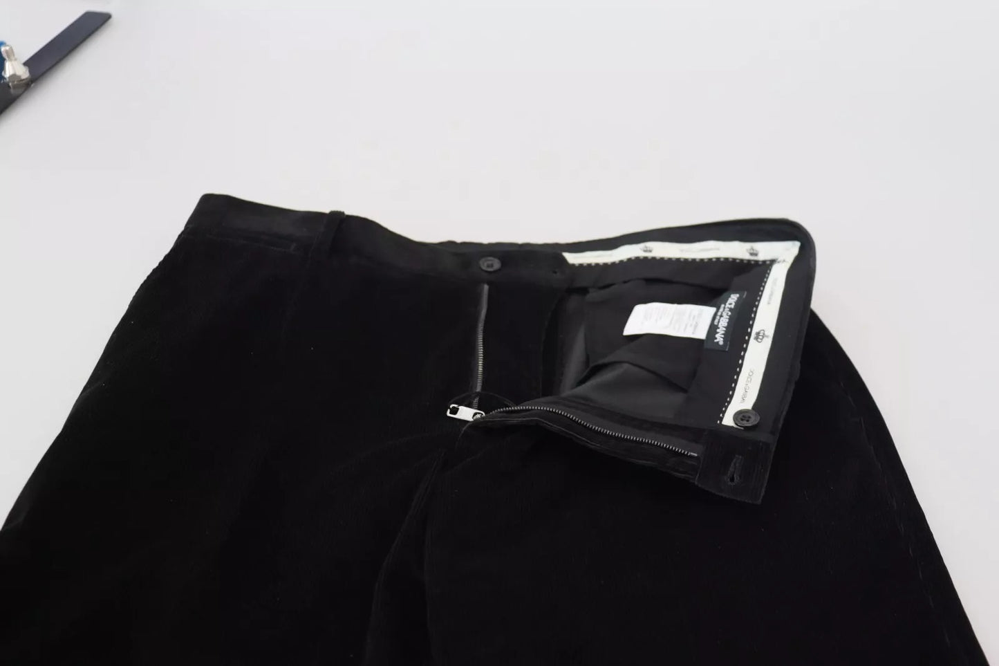 Black Stretch Cotton Slim Trousers Chino Pants