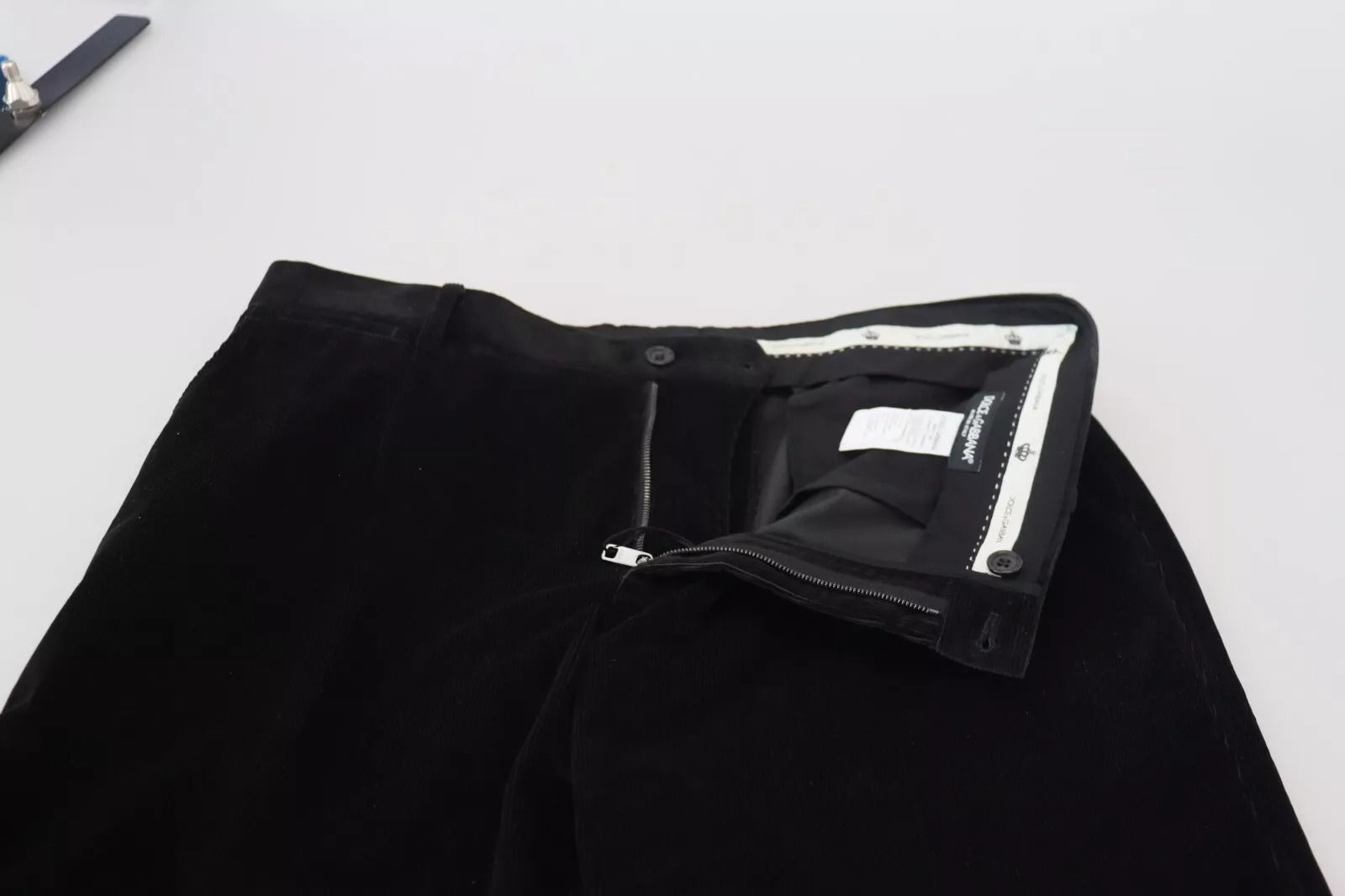 Black Stretch Cotton Slim Trousers Chino Pants