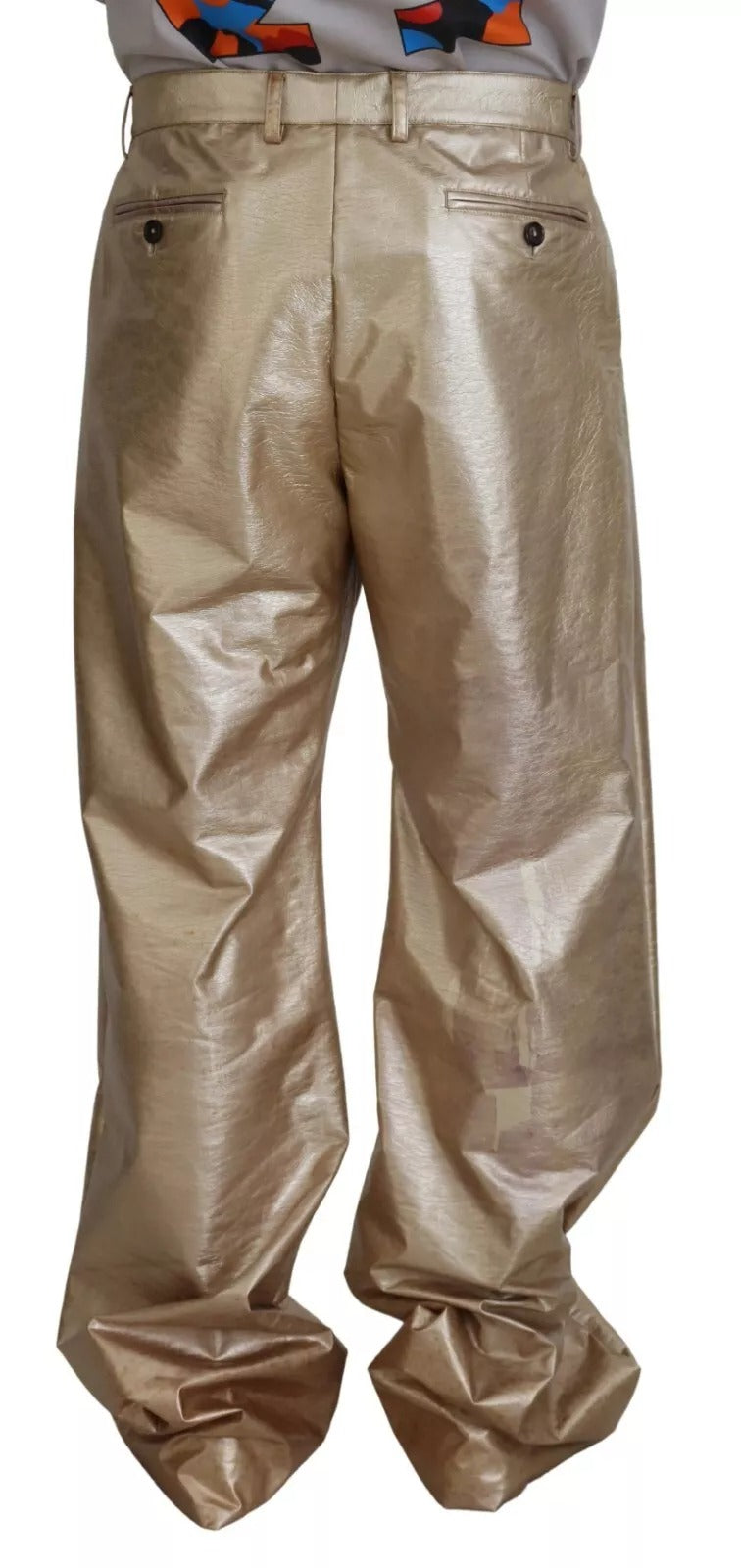Metallic Gold Polyester StraightTrouser Pants
