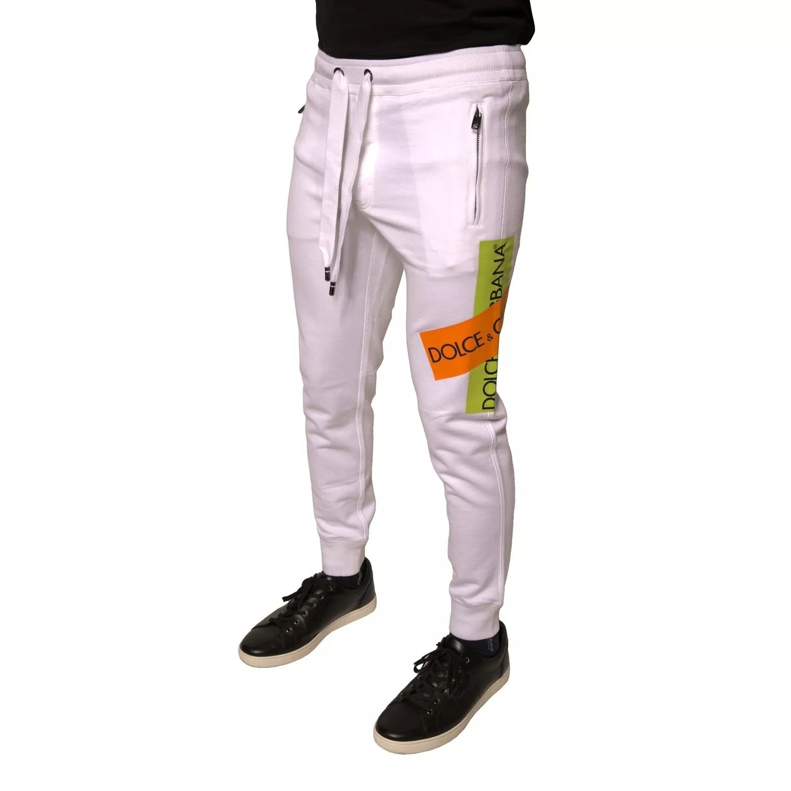 White Logo Tape Jogger Cotton Sweatpant Pants