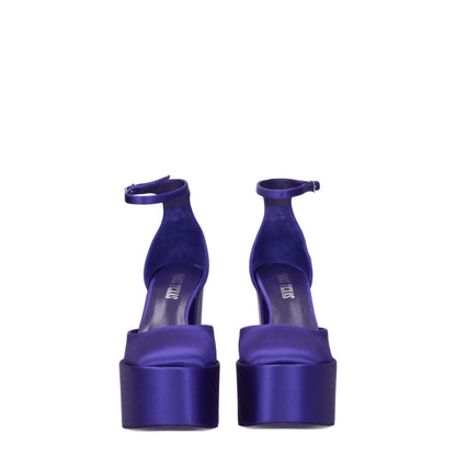 Purple Satin Platform Sandals