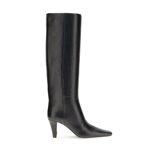 Black Leather High Heel Boots