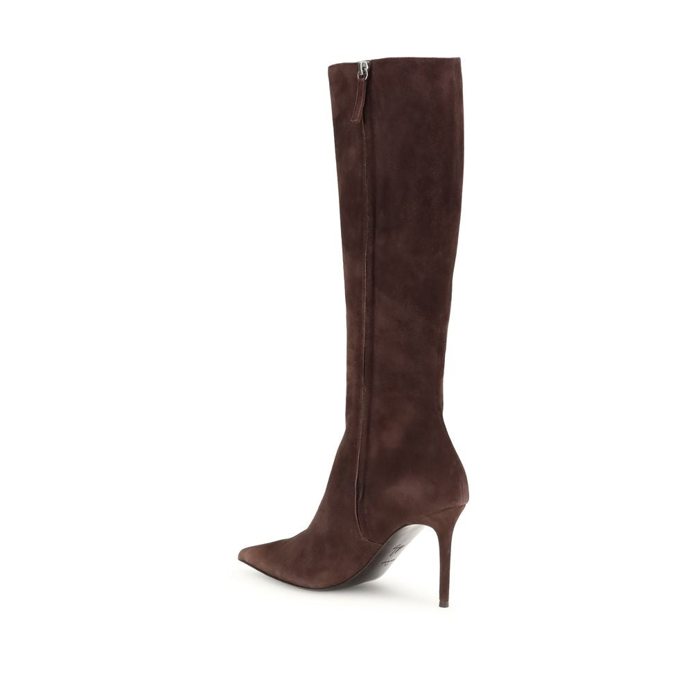 Brown Leather High Heel Boots