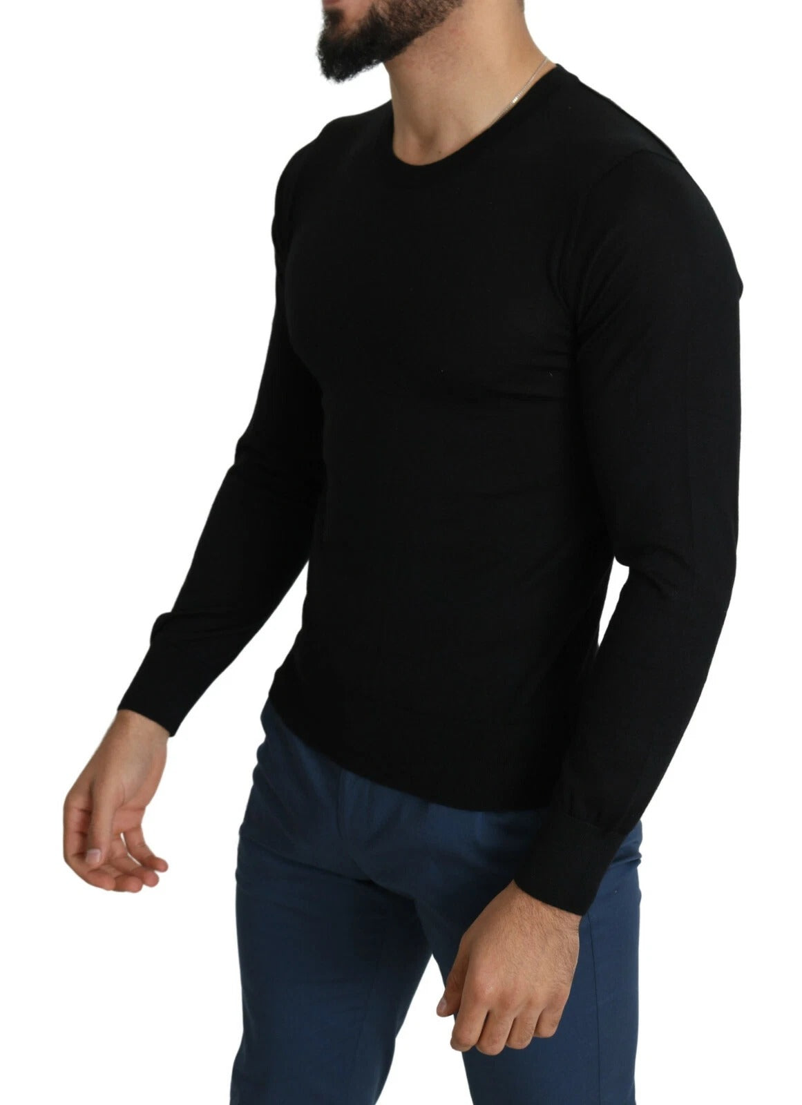 Black Cashmere Crewneck Pullover Sweater