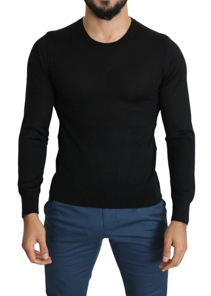 Black Cashmere Crewneck Pullover Sweater