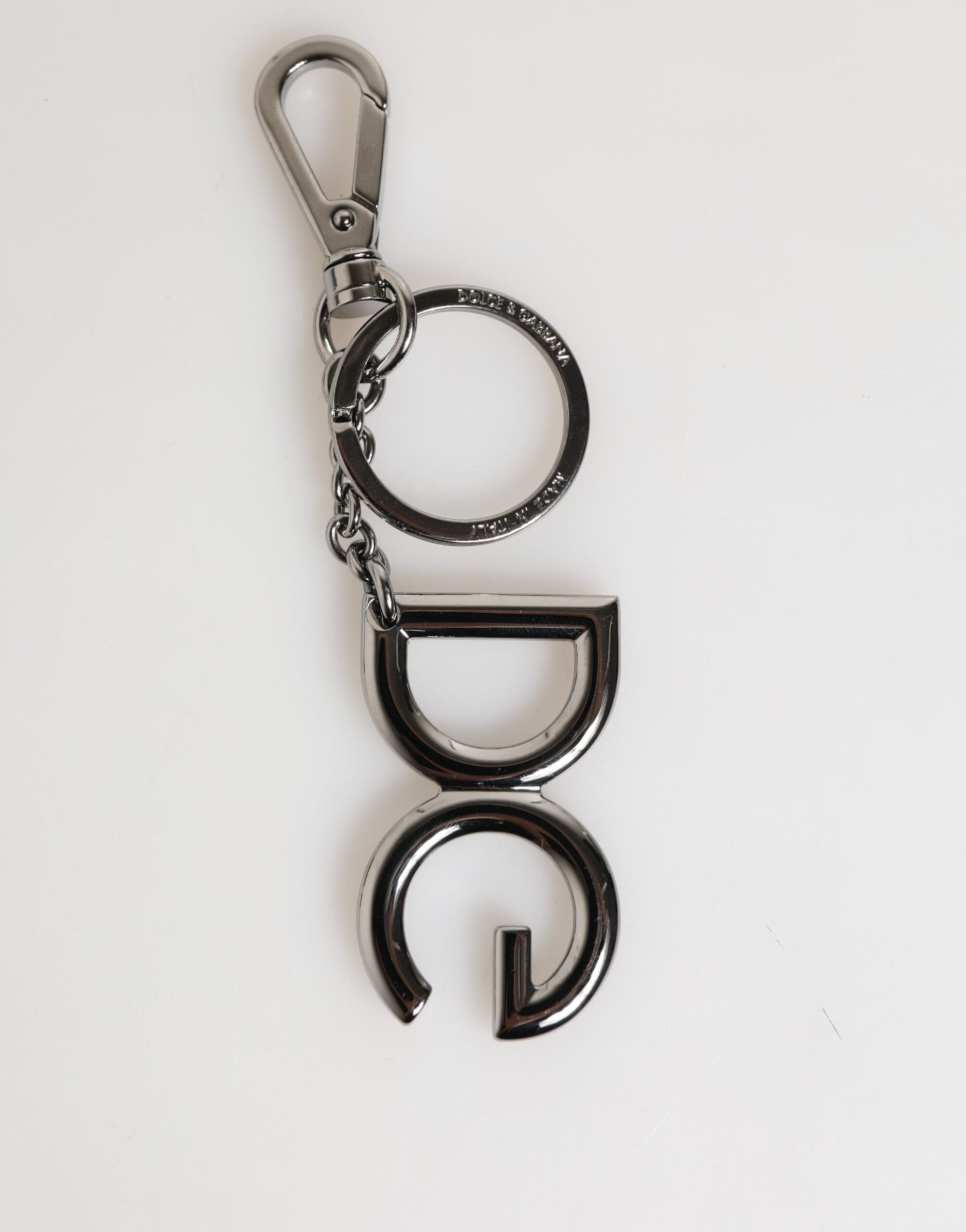 Silver Brass DG Logo Metal Keychain Holder Men Keyring