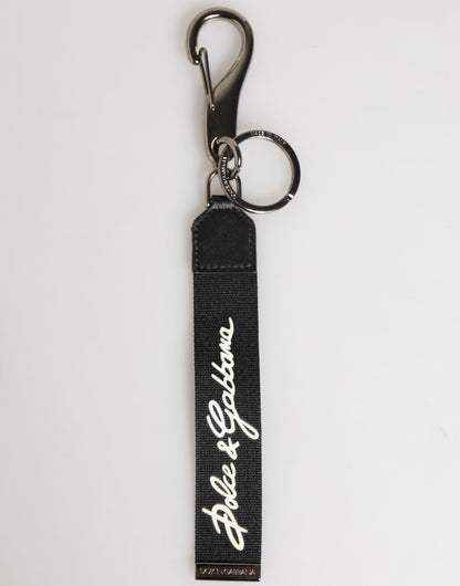 Black White Polyester DG Logo Silver Men Keychain Keyring