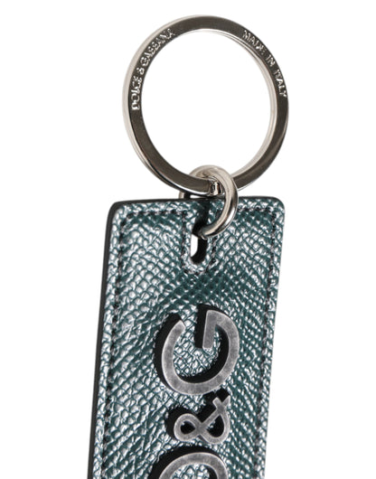 Army Green Leather Logo Metal Ring Men Keychain Keyring