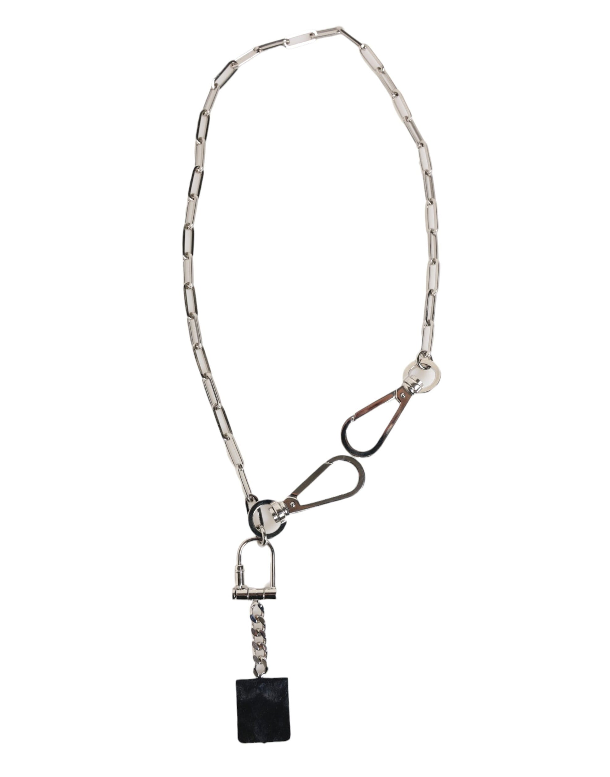 Silver Tone Metal Chain DG Logo Pendant Men Necklace