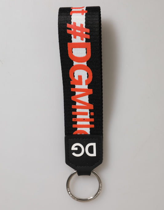 Black Red Logo Polyester Brass Holder Keychain Keyring