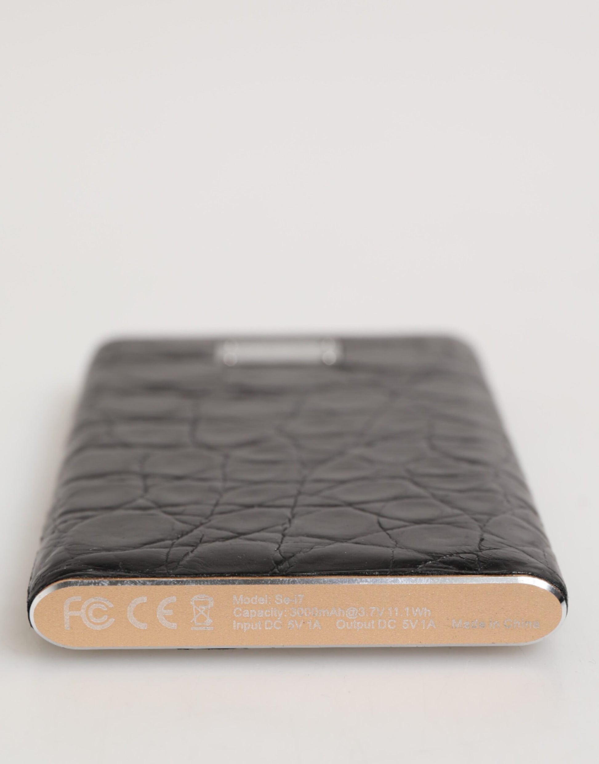 Black Leather Exotic 3000mAh Power Bank Charger USB