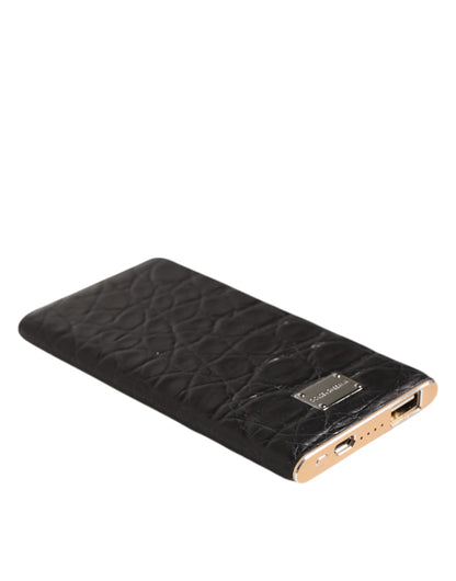 Black Exoctic Leather Embossed 3000mAh Power Bank Charger USB
