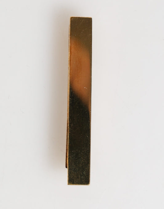 Gold Tone Brass Logo Branded Men Accessory Tie Clip Bar