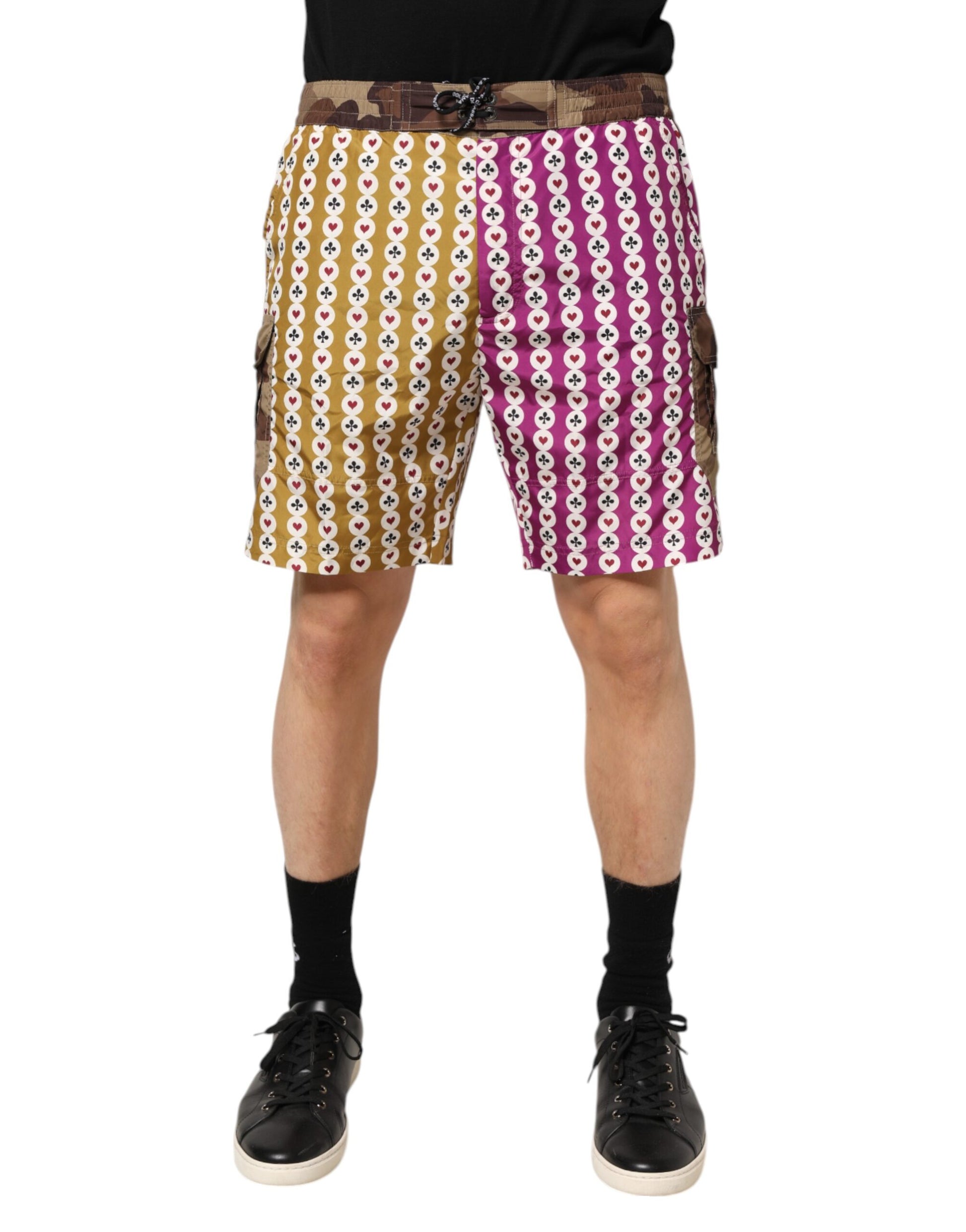 Multicolor Playing Card Camouflage Shorts Swimwear