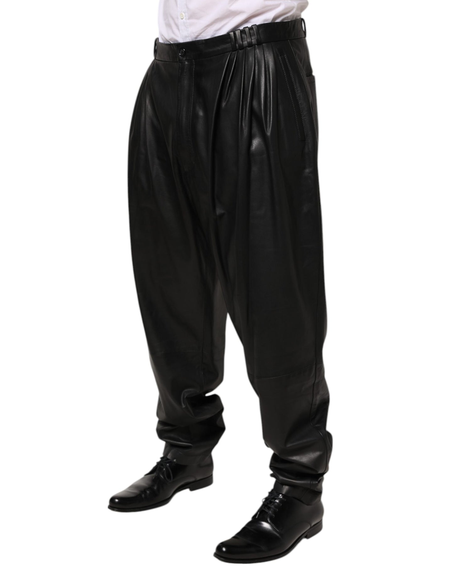 Black Lamb Leather Trousers Men Pants