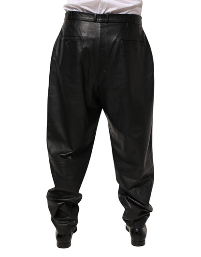 Black Lamb Leather Trousers Men Pants