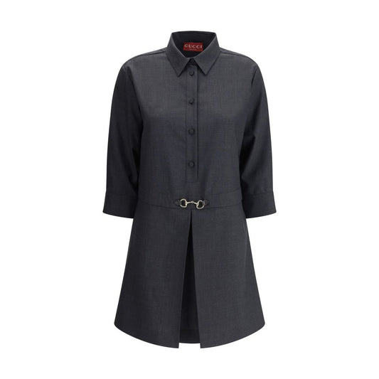 Gray Wool Casual Dress
