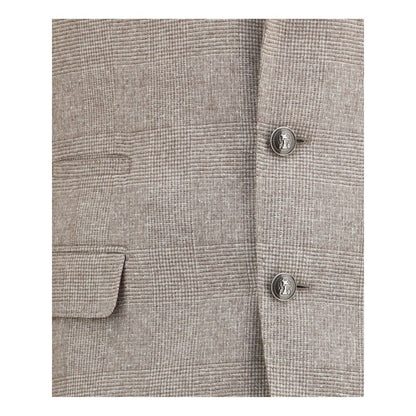 Beige Silk Two-Piece Suit