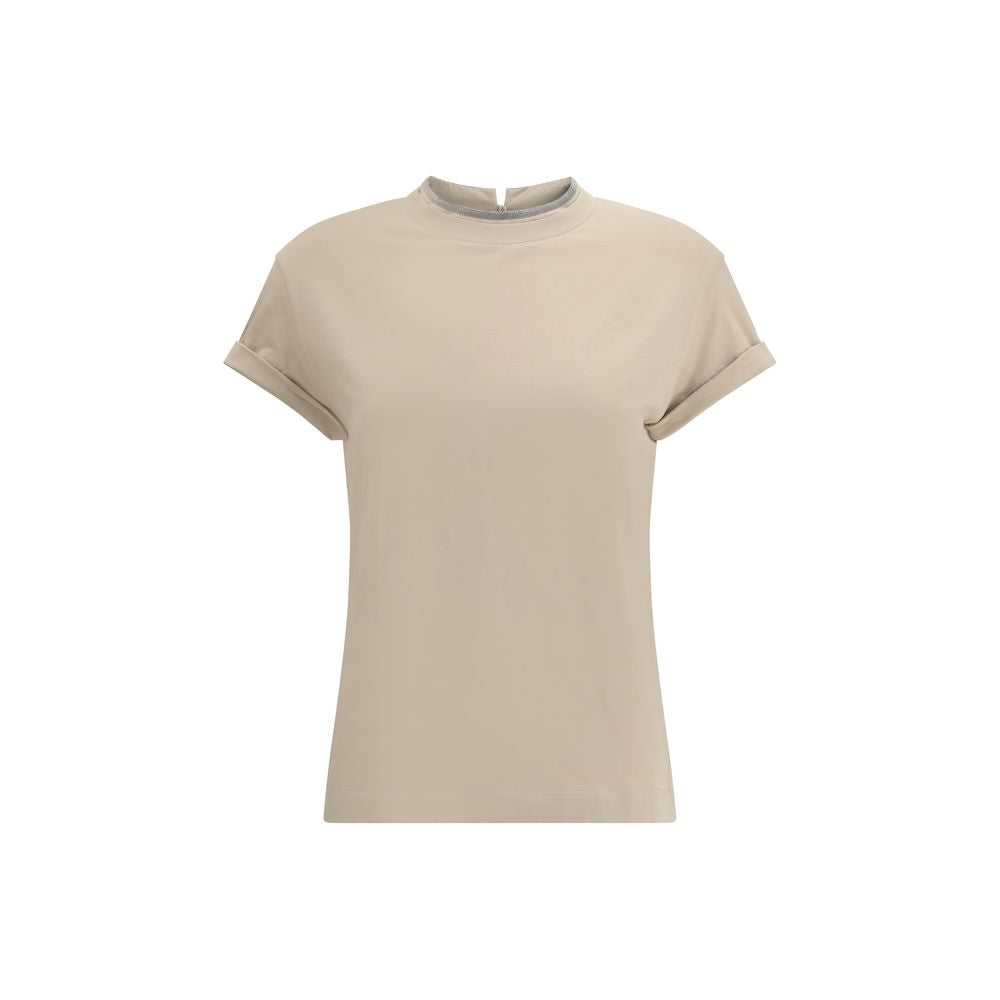 Beige Elastane T-Shirt