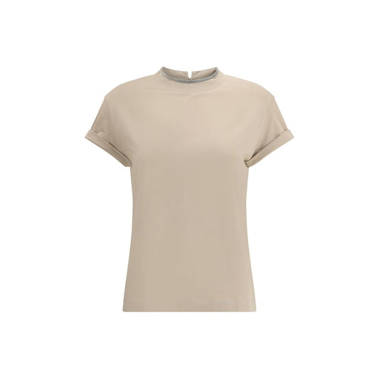 Beige Elastane T-Shirt