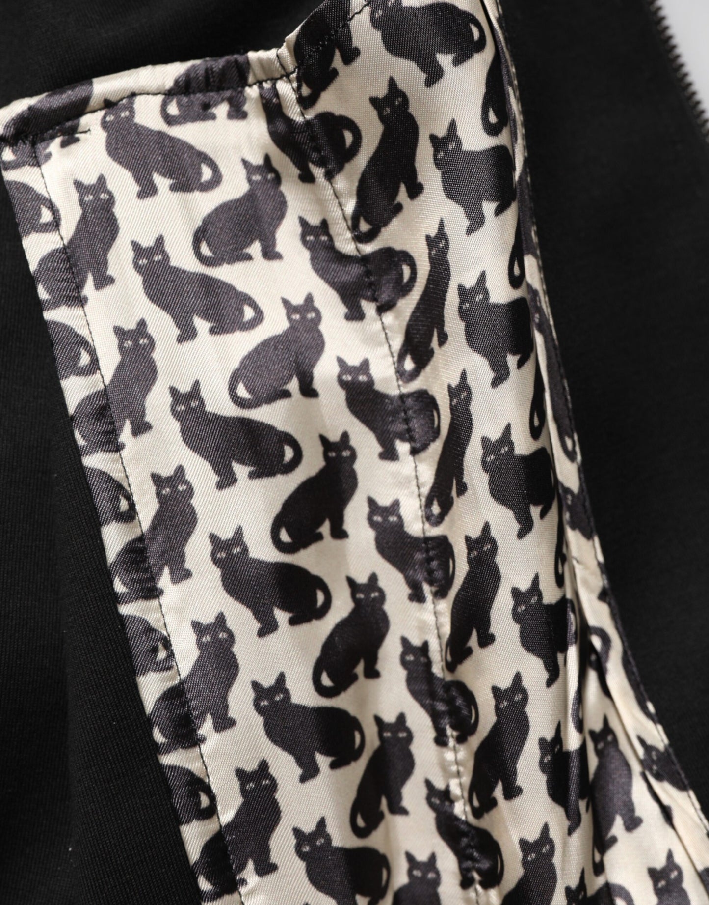 Black Cotton Logo Full Zip Men Bomber Jacket