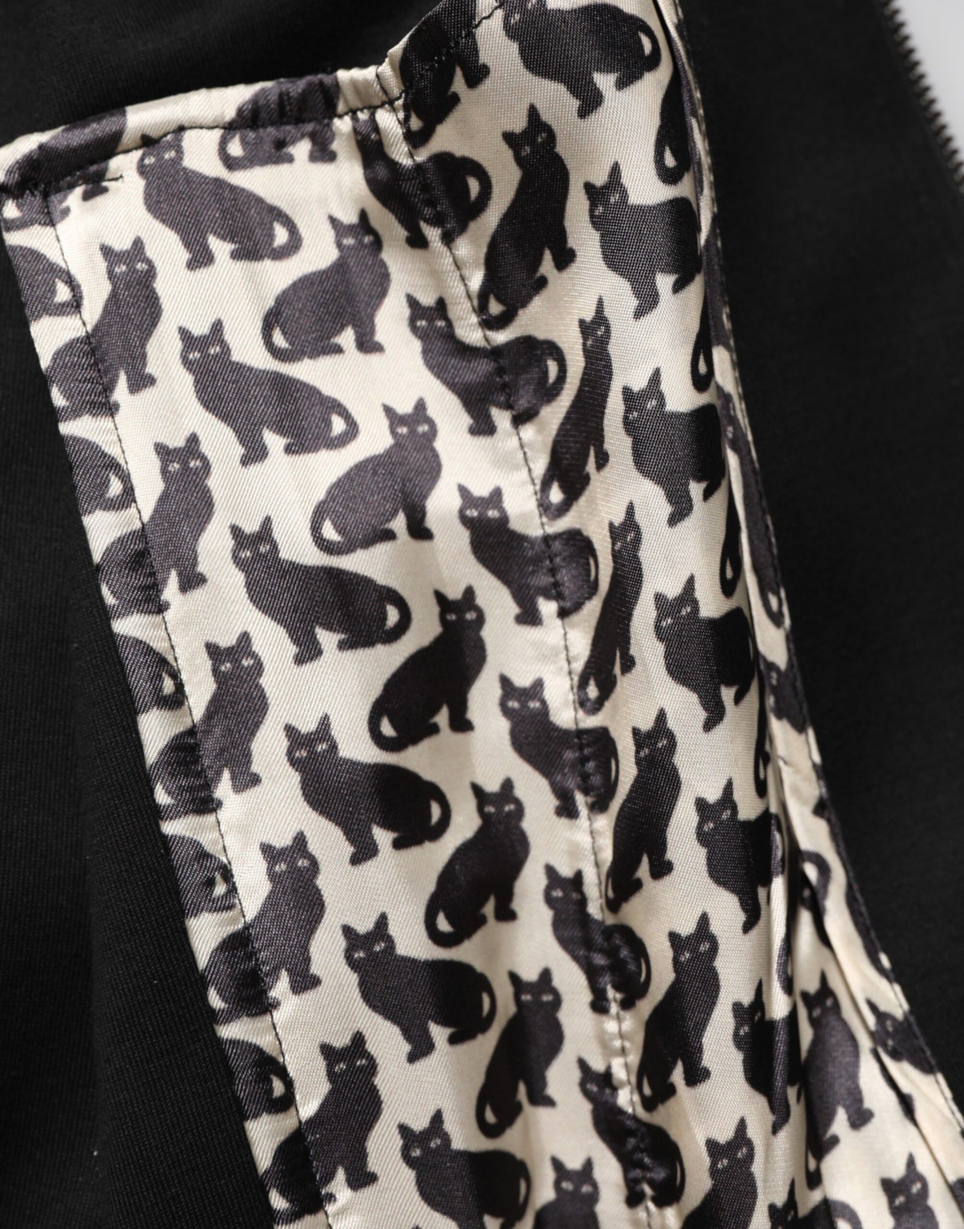 Black Cotton Logo Full Zip Men Bomber Jacket