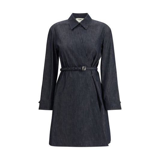 Blue Cotton Casual Dress