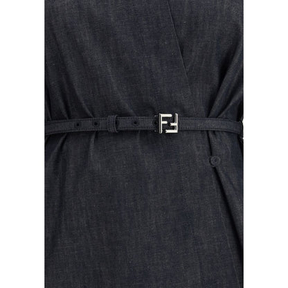 Blue Cotton Casual Dress