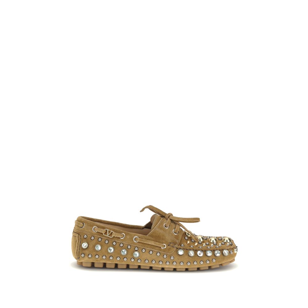 Beige Calf Leather Bos Taurus Slip-On Loafers