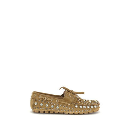 Beige Calf Leather Bos Taurus Slip-On Loafers