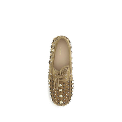 Beige Calf Leather Bos Taurus Slip-On Loafers