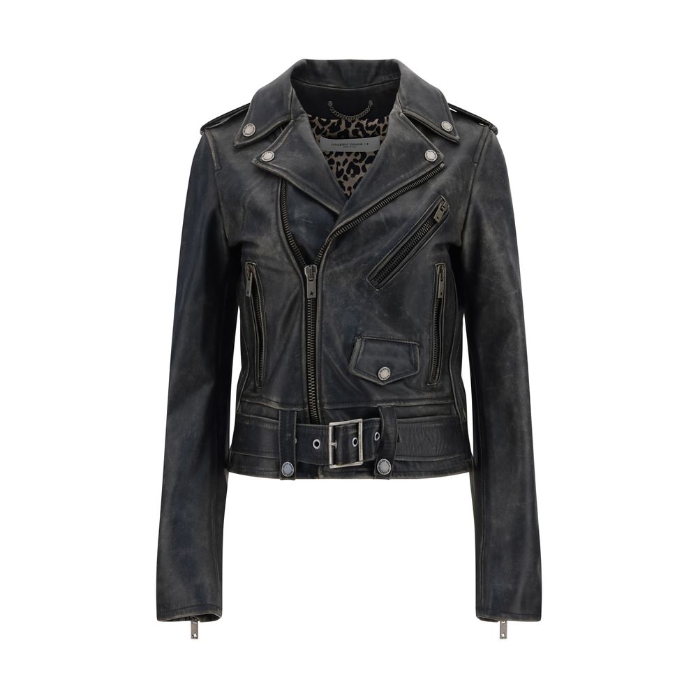 Black Calf Leather Bos Taurus Biker Jacket