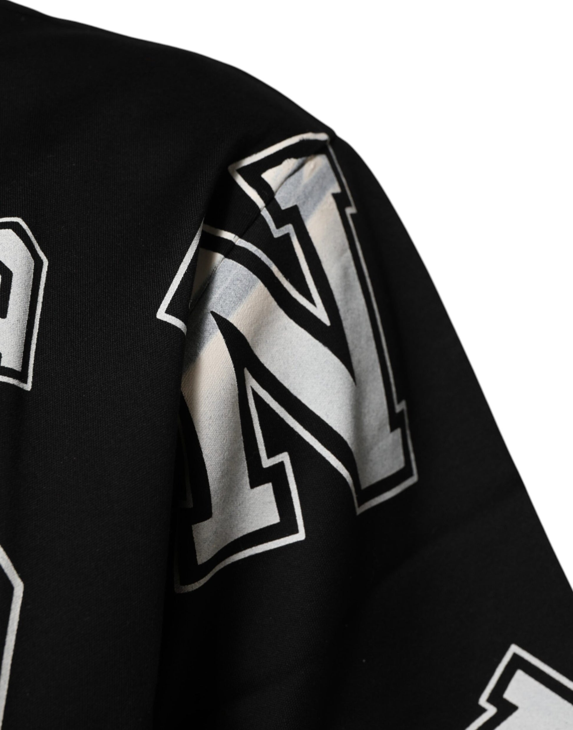 Black Cotton Letter Print Short Sleeve T-shirt