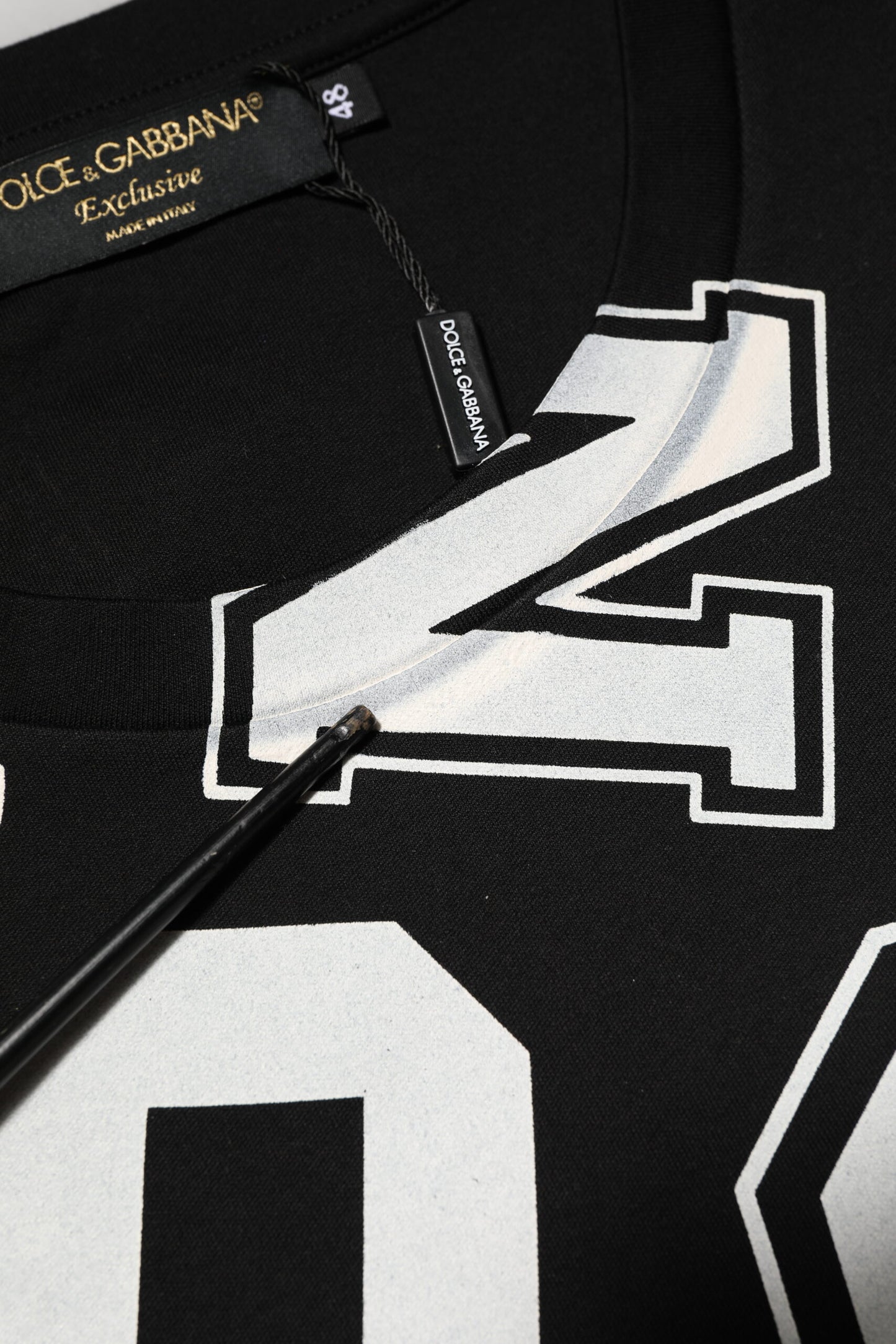 Black Cotton Letter Print Short Sleeve T-shirt