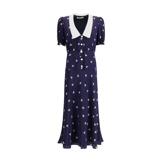 Blue Silk Casual Dress