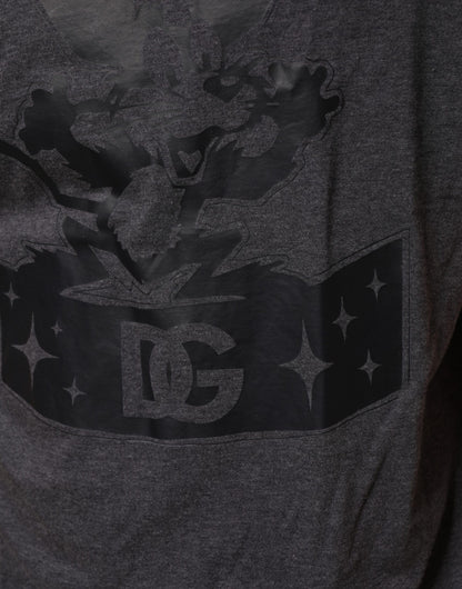 Black Charcoal DG Logo V-Neck Men T-shirt