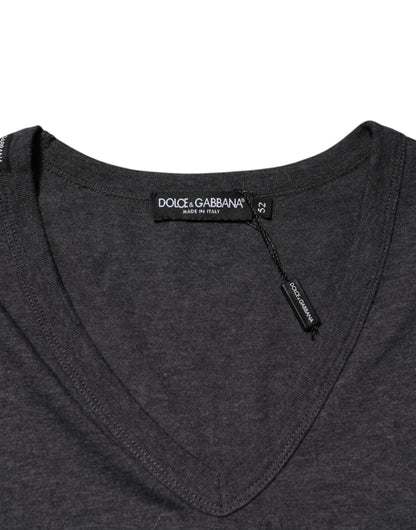 Black Charcoal DG Logo V-Neck Men T-shirt