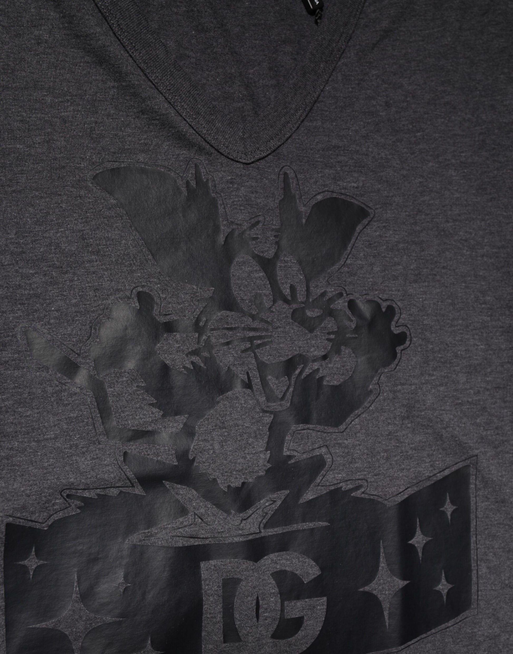 Black Charcoal DG Logo V-Neck Men T-shirt