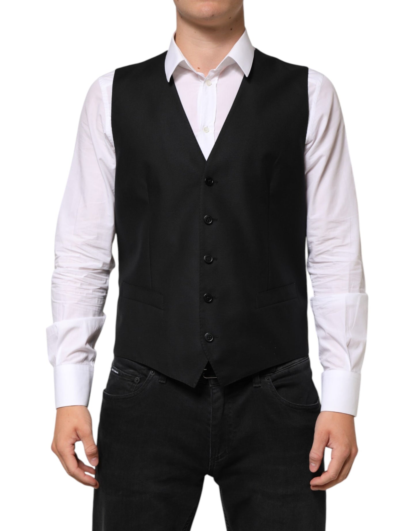 Black Wool Dress Formal Men Waistcoat Vest