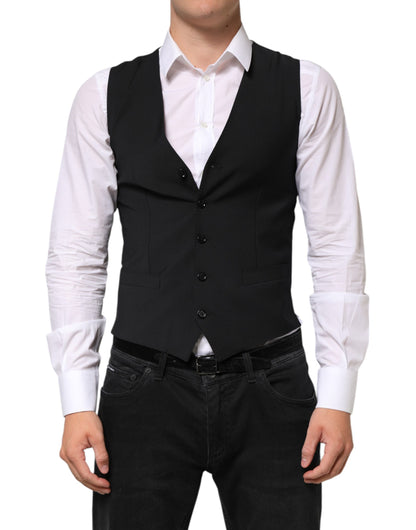 Black Wool Dress Formal Men Waistcoat Vest