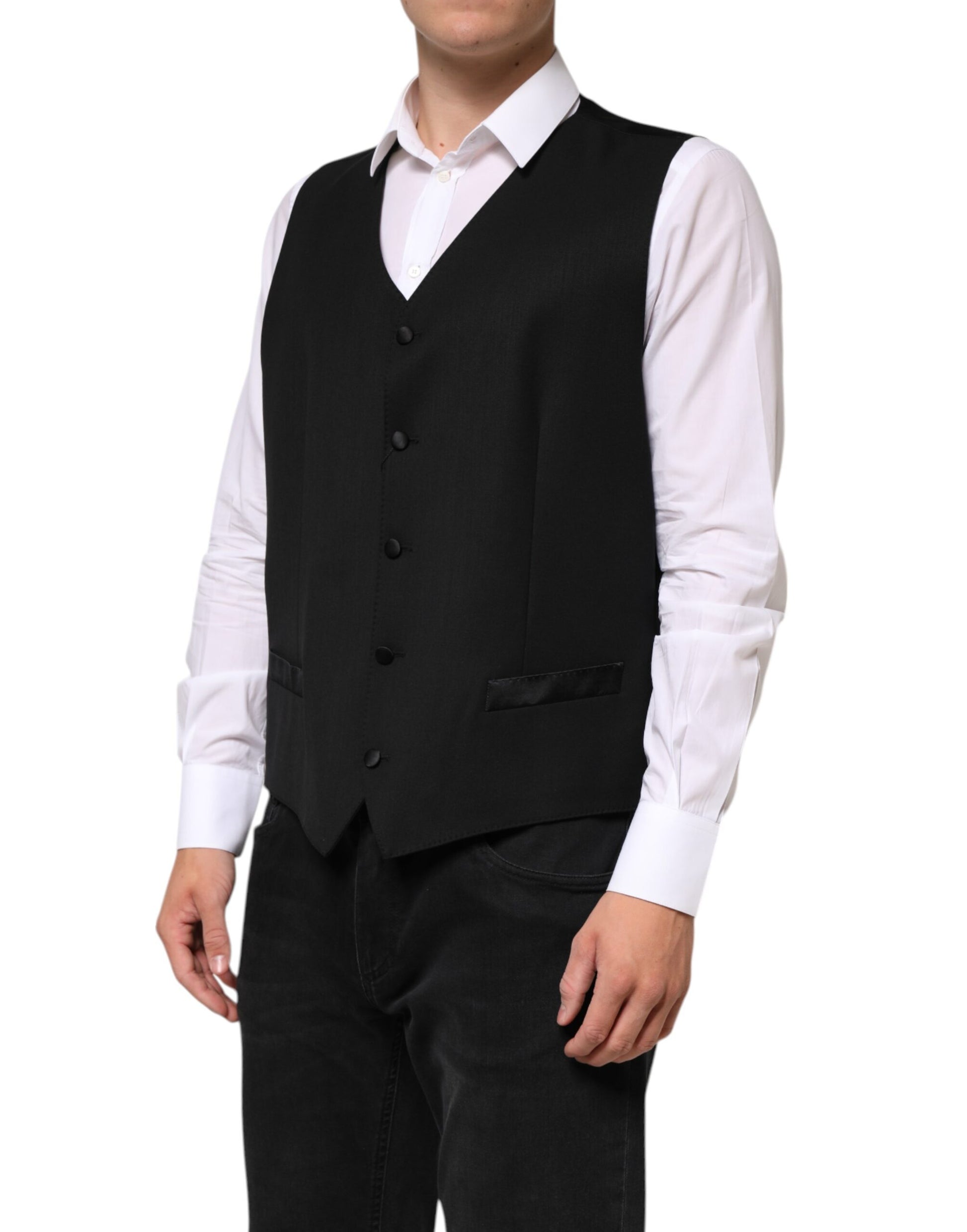 Black Wool Dress Formal Men Waistcoat Vest