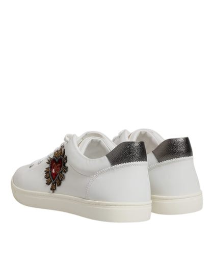 White Silver Sacred Heart Men Sneakers Shoes