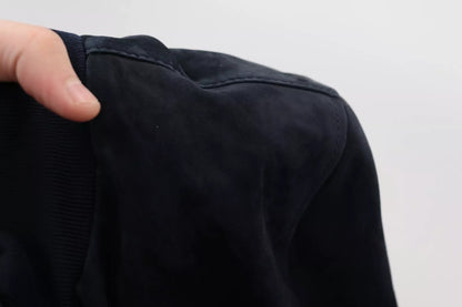 Dark Blue Suede Lambskin Blouson Jacket