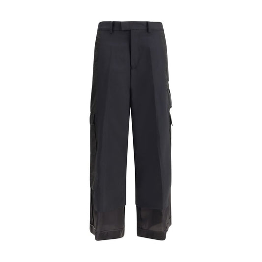 Black Polyester Cargo Pants